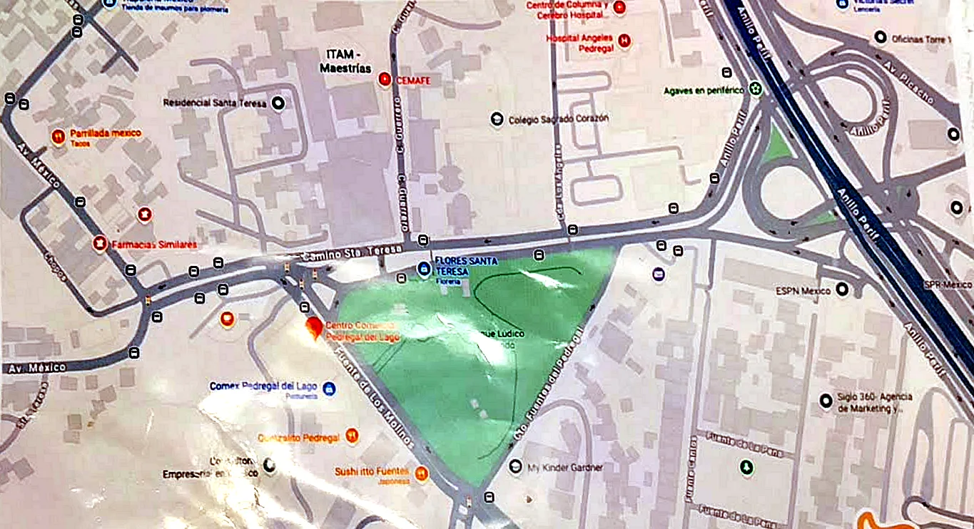 Croquis de ubicación del consultorio en Camino Sta. Teresa 13, Fuentes del Pedregal, Tlalpan